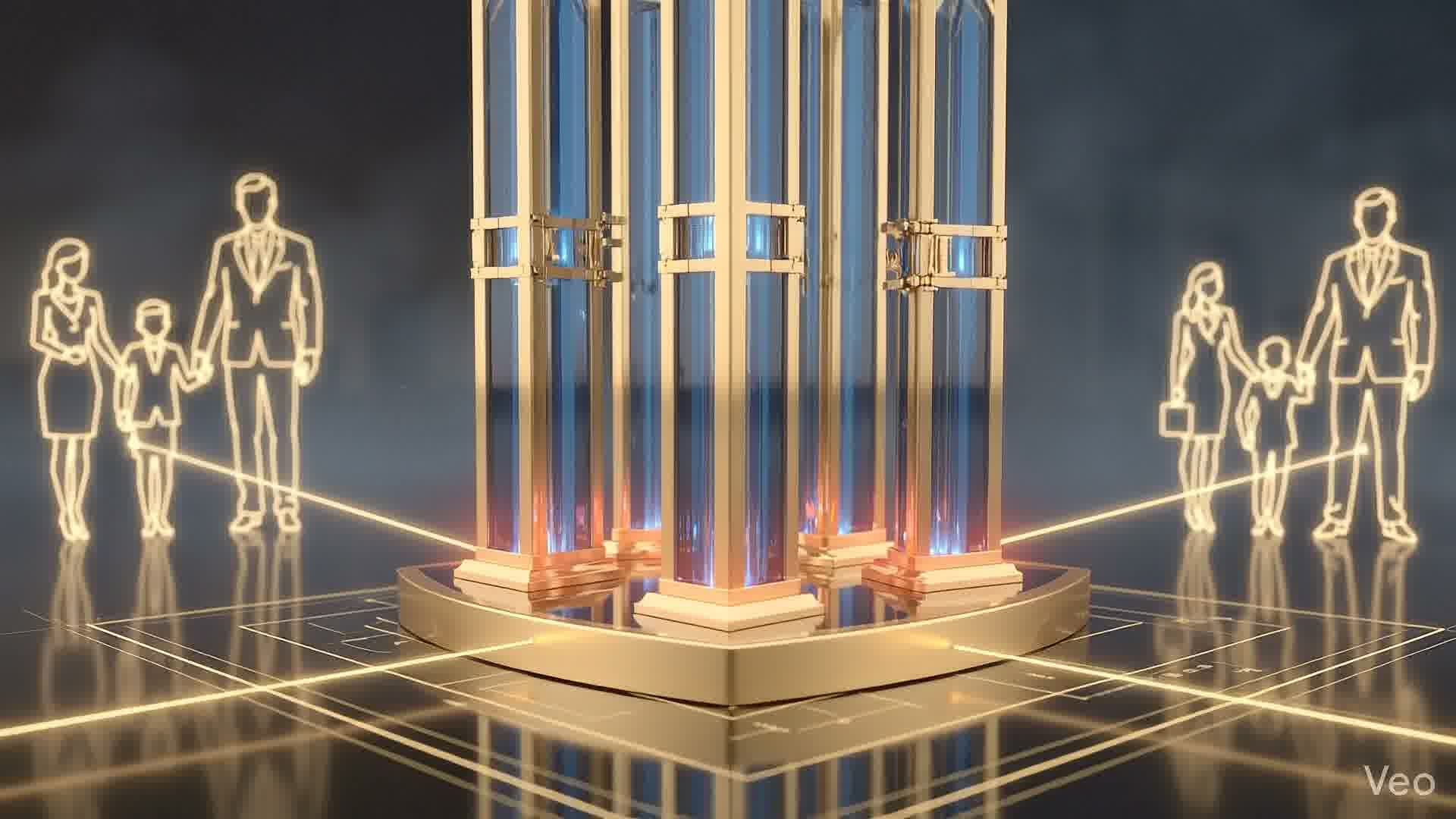 Architectural foundation under directional light.