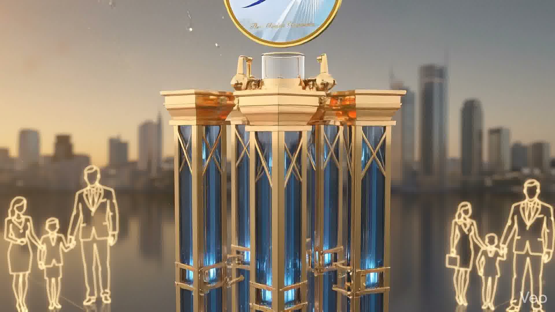 Architectural pillars rising in symmetry.
